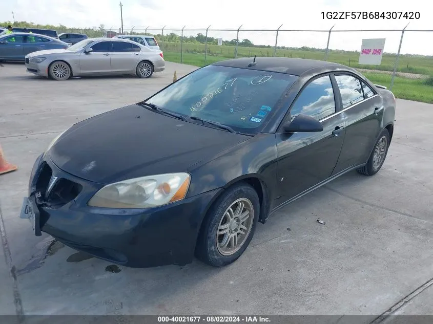 2008 Pontiac G6 Value Leader VIN: 1G2ZF57B684307420 Lot: 40021677