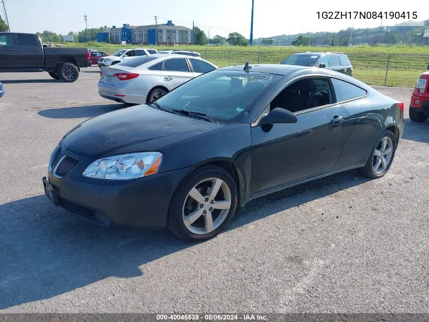 2008 Pontiac G6 Gt VIN: 1G2ZH17N084190415 Lot: 40045539