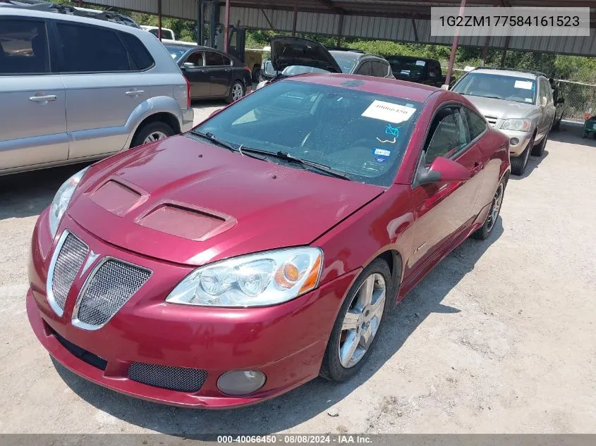 2008 Pontiac G6 Gxp VIN: 1G2ZM177584161523 Lot: 40066450