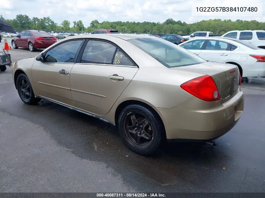 1G2ZG57B384107480 2008 Pontiac G6