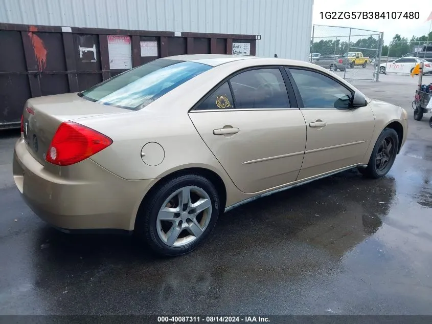 1G2ZG57B384107480 2008 Pontiac G6