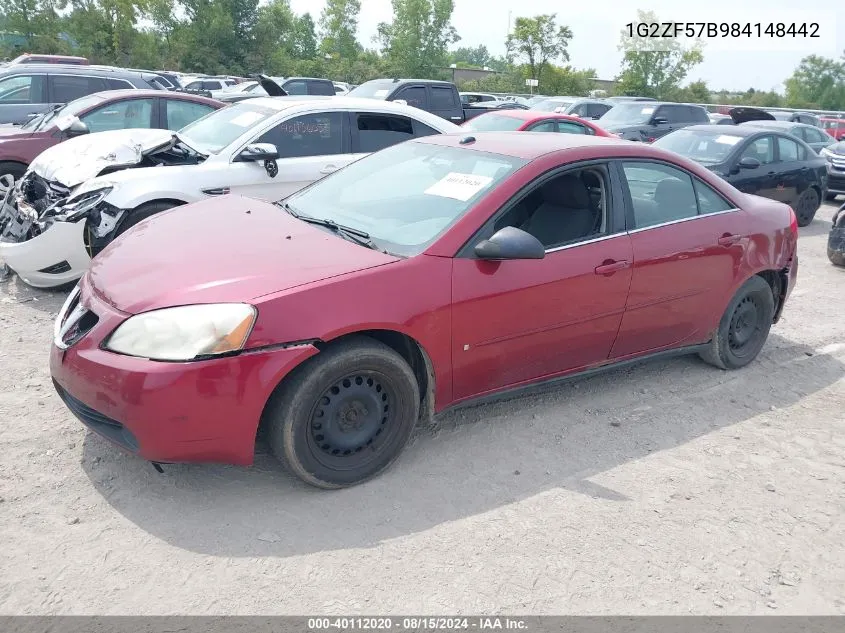 2008 Pontiac G6 Value Leader VIN: 1G2ZF57B984148442 Lot: 40112020