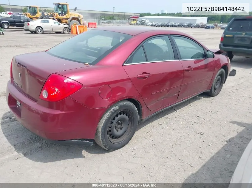 1G2ZF57B984148442 2008 Pontiac G6 Value Leader