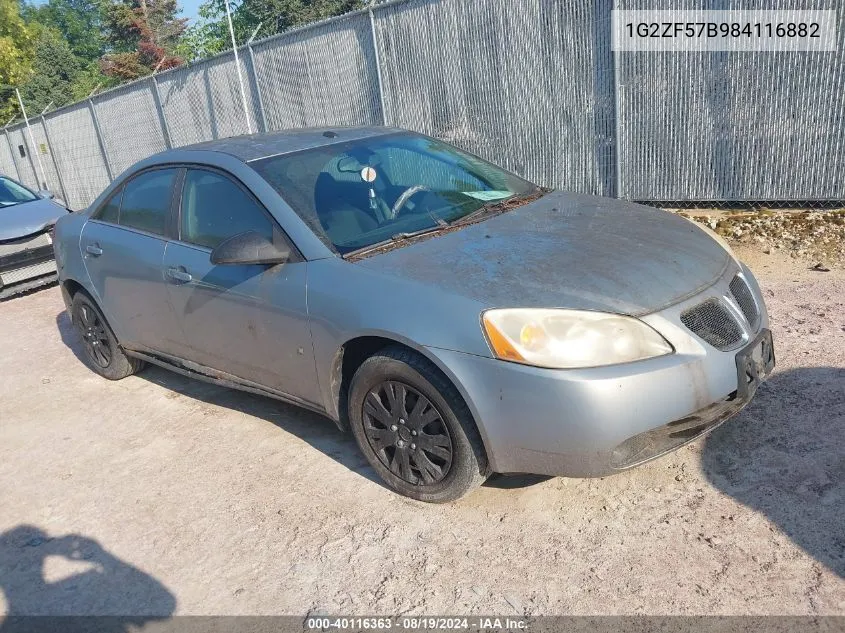 2008 Pontiac G6 Value Leader VIN: 1G2ZF57B984116882 Lot: 40116363