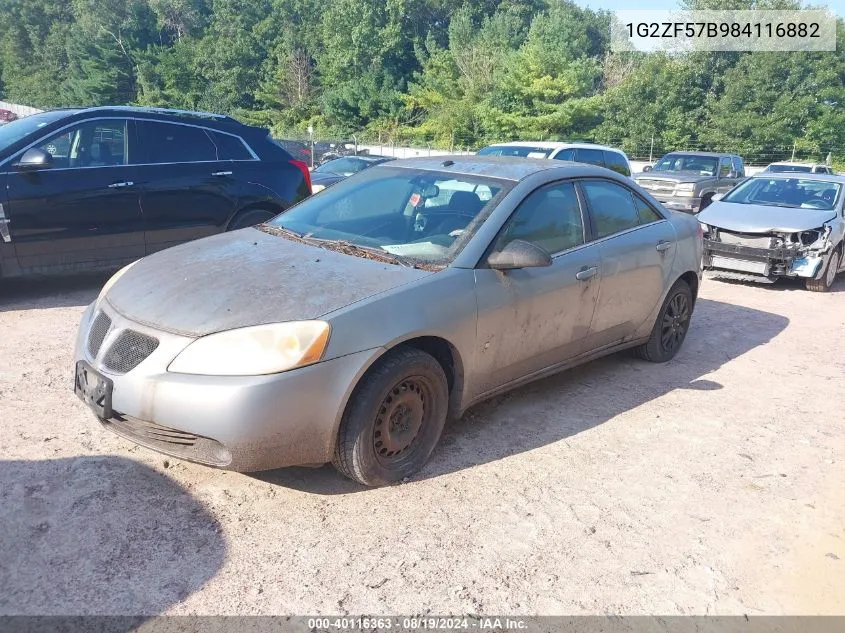 2008 Pontiac G6 Value Leader VIN: 1G2ZF57B984116882 Lot: 40116363