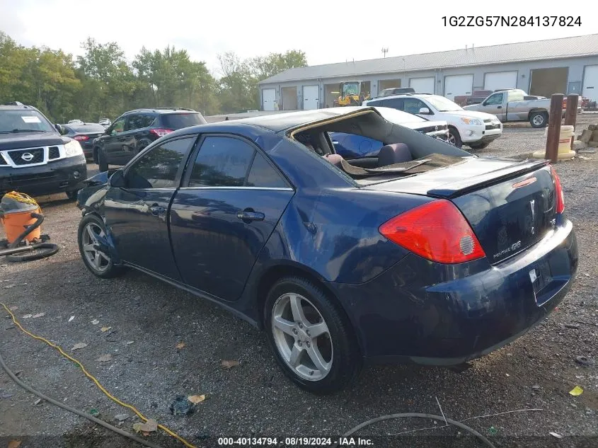 2008 Pontiac G6 VIN: 1G2ZG57N284137824 Lot: 40134794