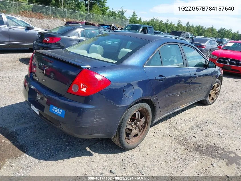 2008 Pontiac G6 VIN: 1G2ZG57B784157640 Lot: 40174152