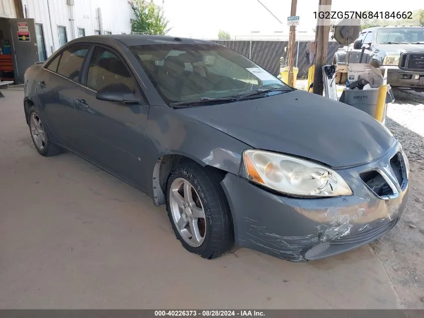 2008 Pontiac G6 VIN: 1G2ZG57N684184662 Lot: 40226373