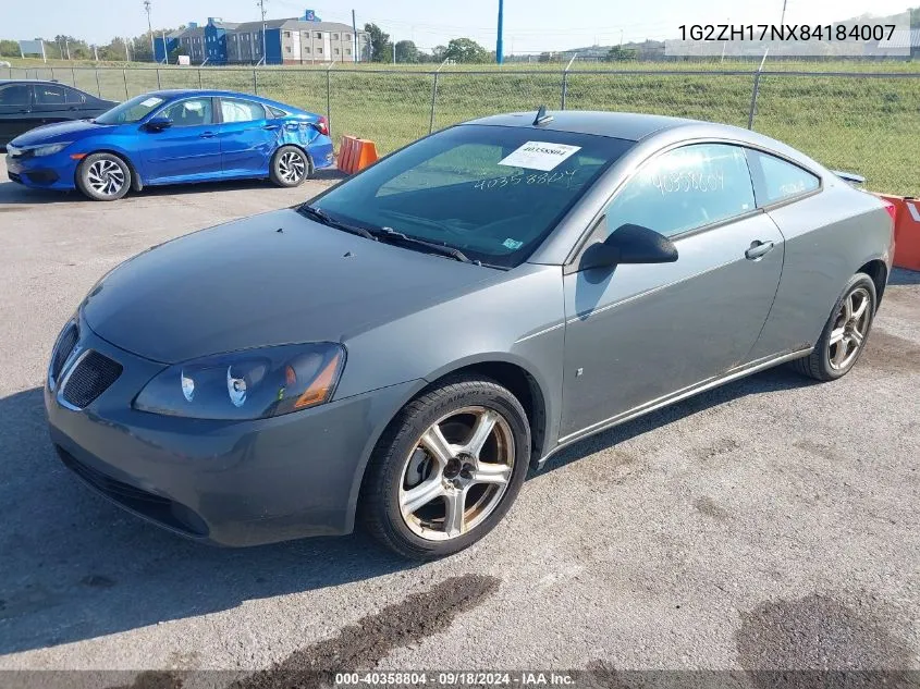 1G2ZH17NX84184007 2008 Pontiac G6 Gt