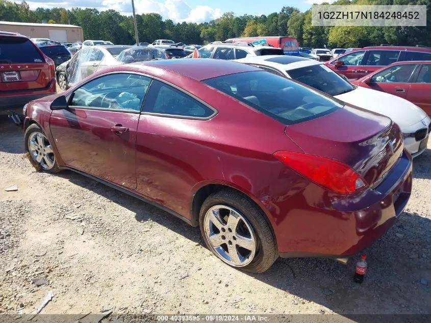 1G2ZH17N184248452 2008 Pontiac G6 Gt