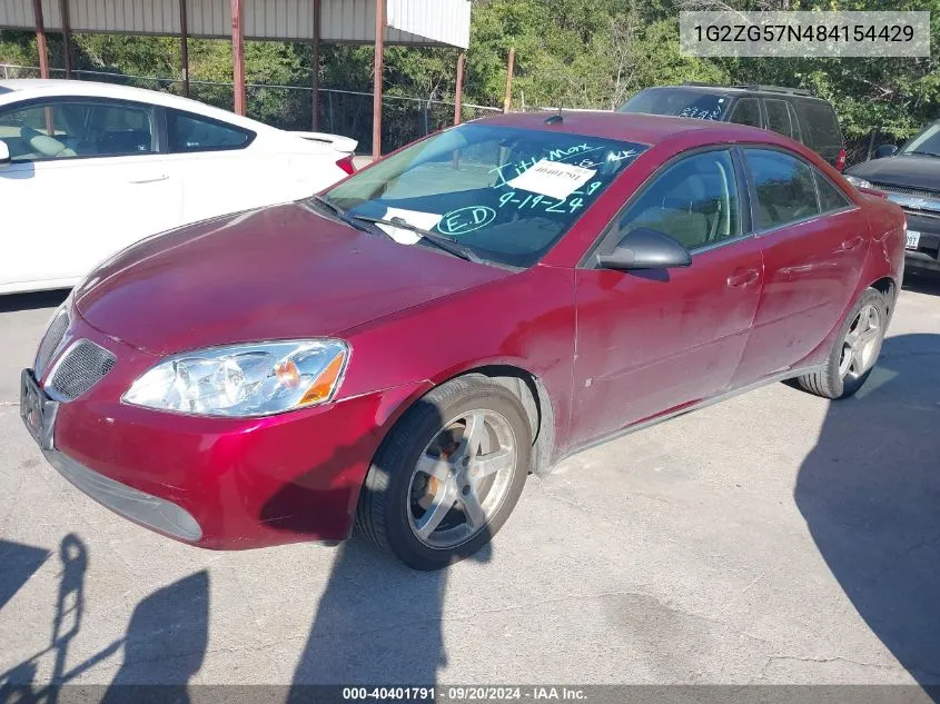 2008 Pontiac G6 VIN: 1G2ZG57N484154429 Lot: 40401791