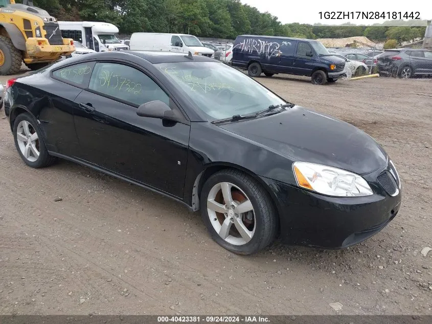 2008 Pontiac G6 Gt VIN: 1G2ZH17N284181442 Lot: 40423381