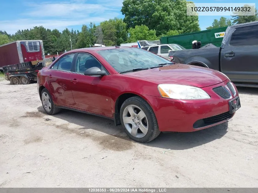 2009 Pontiac G6 VIN: 1G2ZG57B994149332 Lot: 12038353