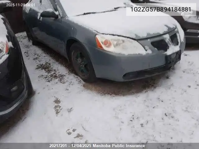 1G2ZG57B894184881 2009 Pontiac G6 Se