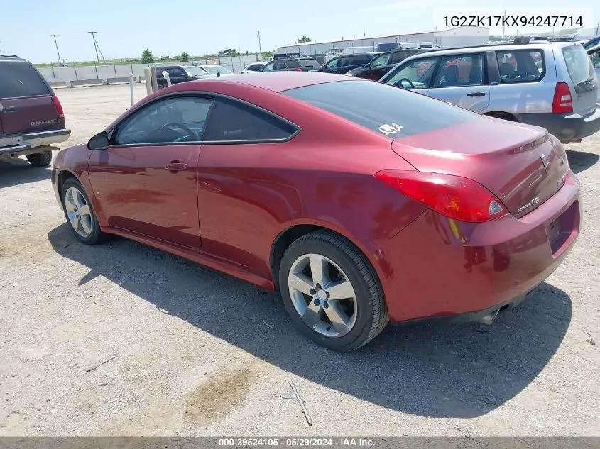 2009 Pontiac G6 New Gt VIN: 1G2ZK17KX94247714 Lot: 39524105