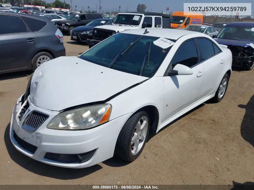 2009 Pontiac G6 New Se VIN: 1G2ZJ57KX94259789 Lot: 39580175