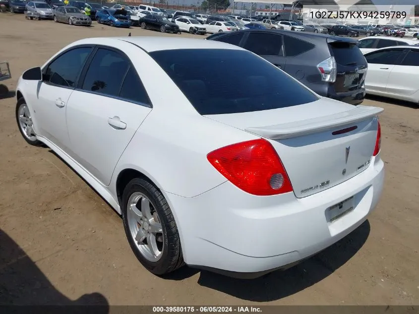 2009 Pontiac G6 New Se VIN: 1G2ZJ57KX94259789 Lot: 39580175