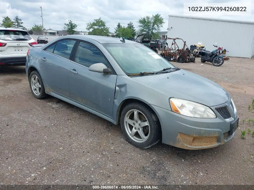 2009 Pontiac G6 New Se VIN: 1G2ZJ57K994260822 Lot: 39586074