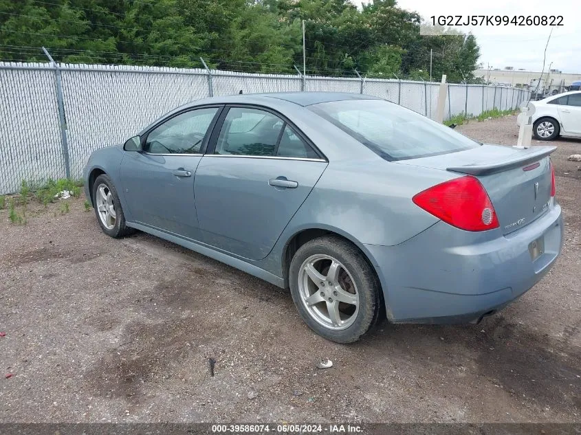 2009 Pontiac G6 New Se VIN: 1G2ZJ57K994260822 Lot: 39586074