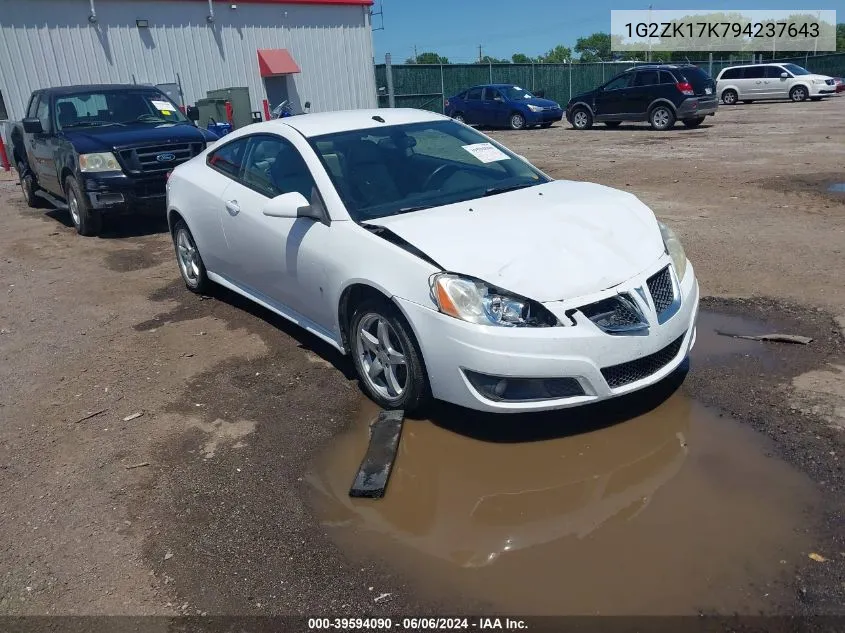 2009 Pontiac G6 New Gt VIN: 1G2ZK17K794237643 Lot: 39594090