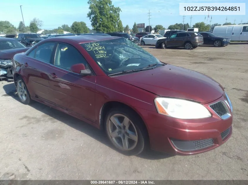 2009 Pontiac G6 New Se VIN: 1G2ZJ57B394264851 Lot: 39641687