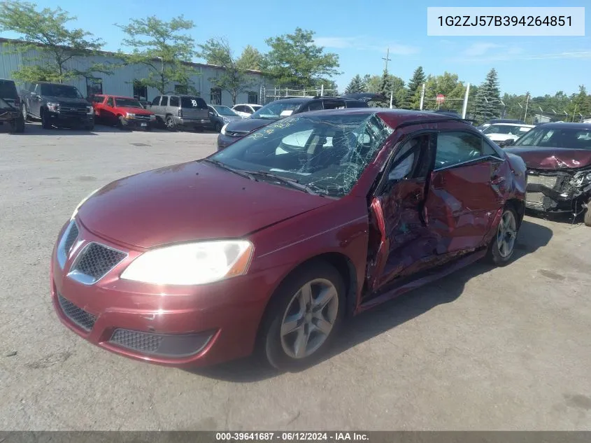 2009 Pontiac G6 New Se VIN: 1G2ZJ57B394264851 Lot: 39641687