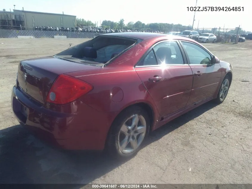 2009 Pontiac G6 New Se VIN: 1G2ZJ57B394264851 Lot: 39641687