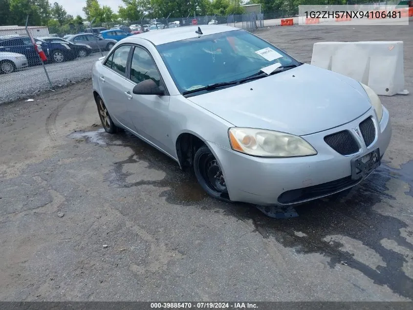 2009 Pontiac G6 Gt VIN: 1G2ZH57NX94106481 Lot: 39885470