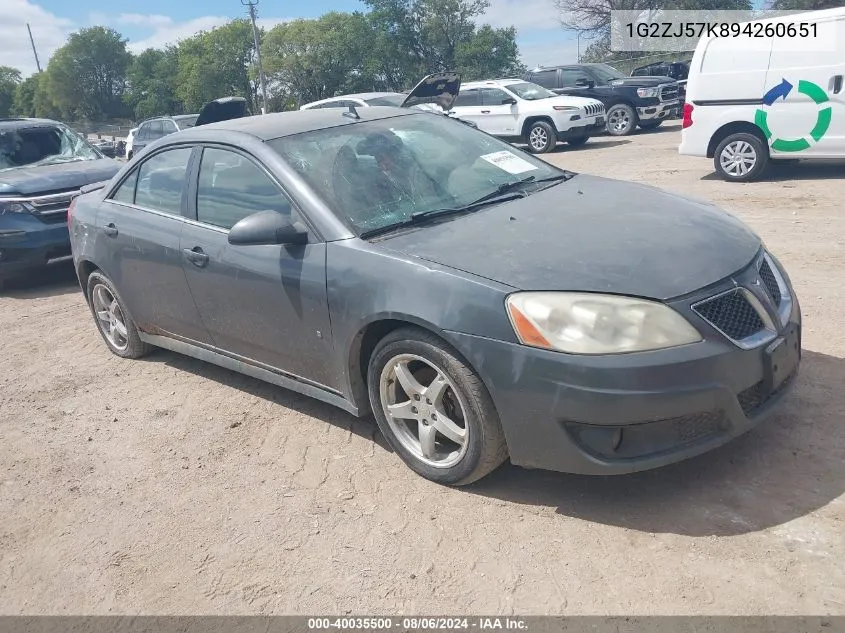 2009 Pontiac G6 New Se VIN: 1G2ZJ57K894260651 Lot: 40035500