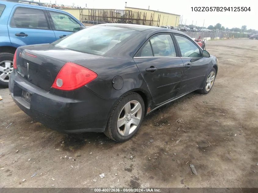 2009 Pontiac G6 VIN: 1G2ZG57B294125504 Lot: 40072636