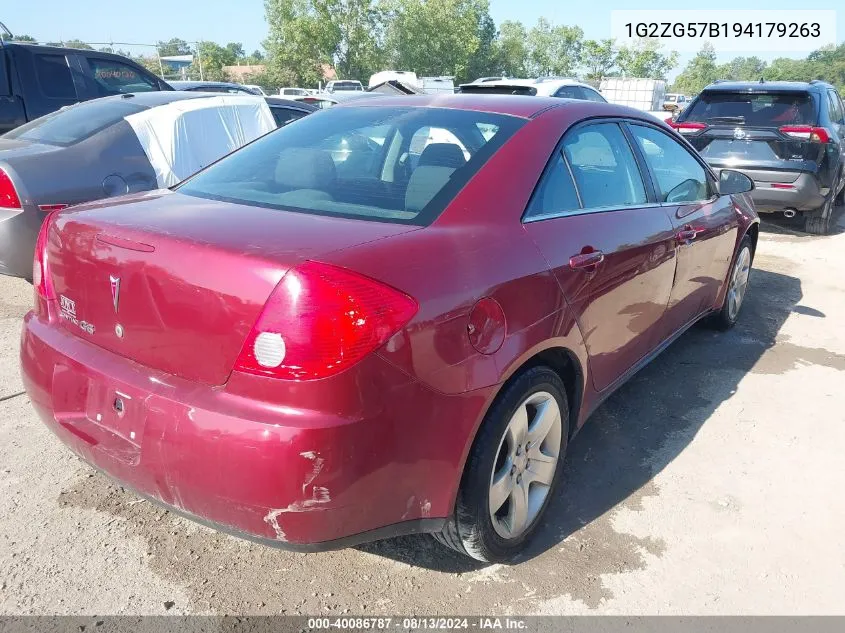 2009 Pontiac G6 VIN: 1G2ZG57B194179263 Lot: 40086787