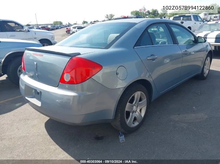 2009 Pontiac G6 VIN: 1G2ZG57B994122860 Lot: 40303064