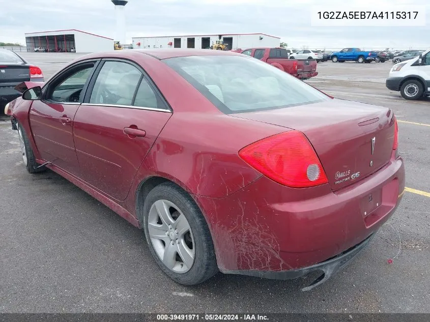 2010 Pontiac G6 VIN: 1G2ZA5EB7A4115317 Lot: 39491971