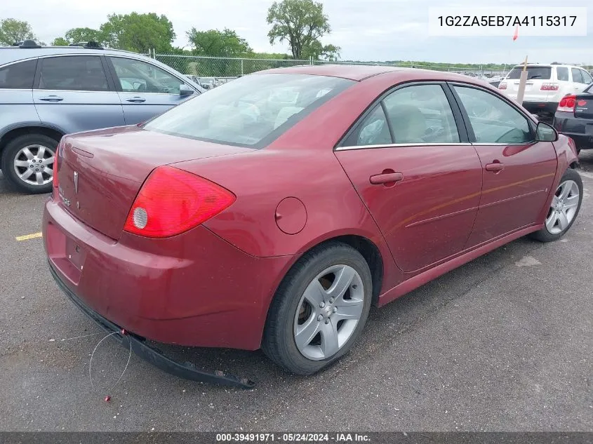 2010 Pontiac G6 VIN: 1G2ZA5EB7A4115317 Lot: 39491971