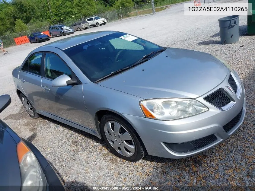 1G2ZA5E02A4110265 2010 Pontiac G6