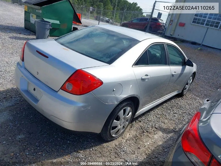 2010 Pontiac G6 VIN: 1G2ZA5E02A4110265 Lot: 39499588