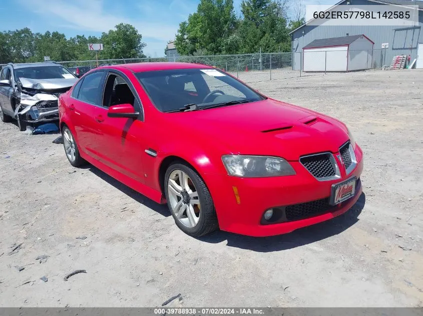 2008 Pontiac G8 VIN: 6G2ER57798L142585 Lot: 39788938