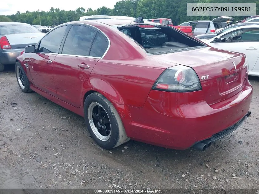 2009 Pontiac G8 Gt VIN: 6G2EC57Y09L199981 Lot: 39929145