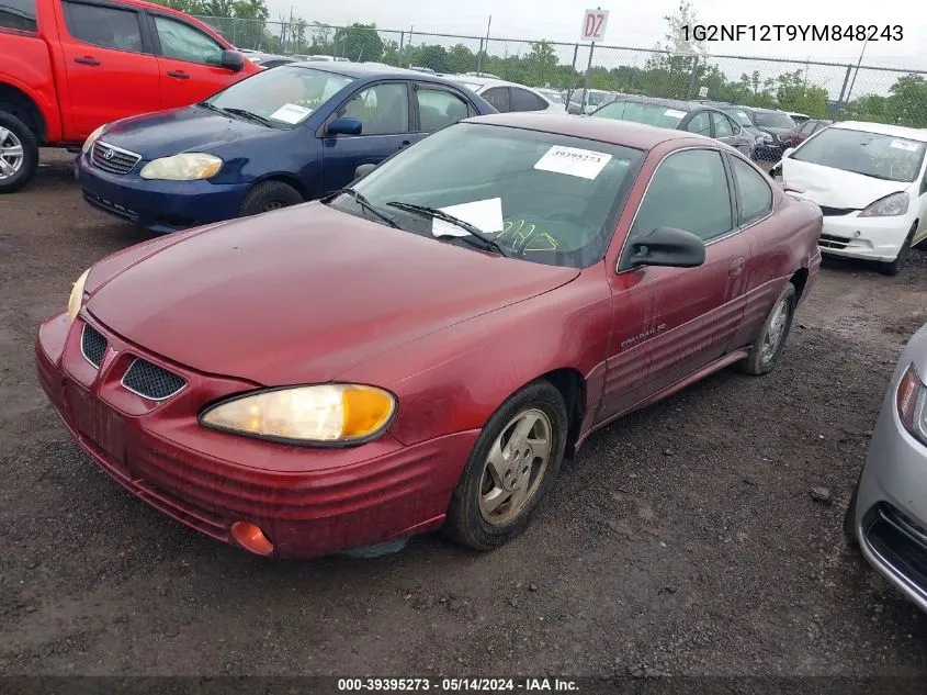 2000 Pontiac Grand Am Se1 VIN: 1G2NF12T9YM848243 Lot: 39395273