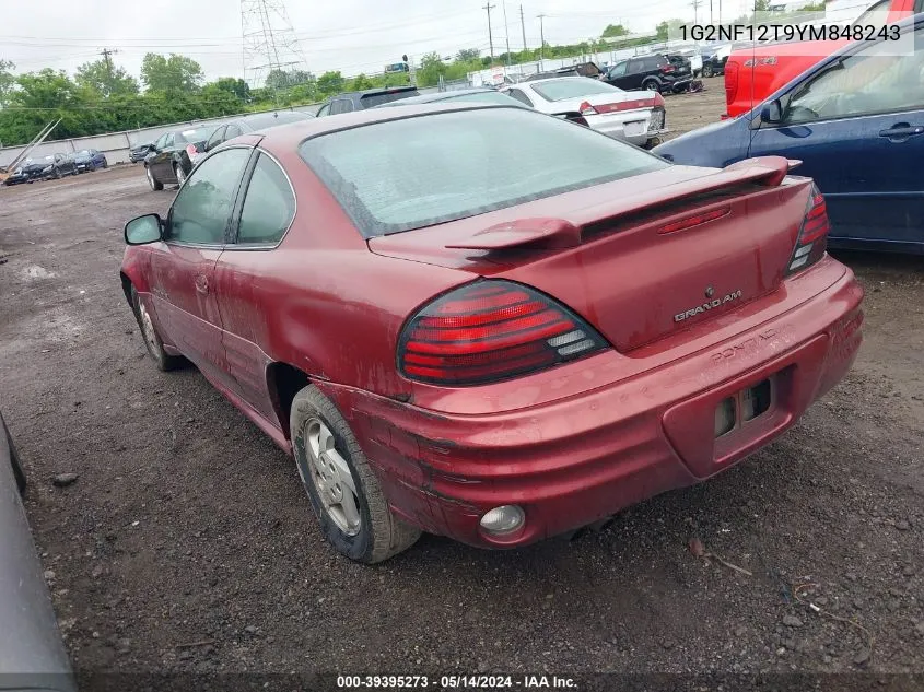 2000 Pontiac Grand Am Se1 VIN: 1G2NF12T9YM848243 Lot: 39395273