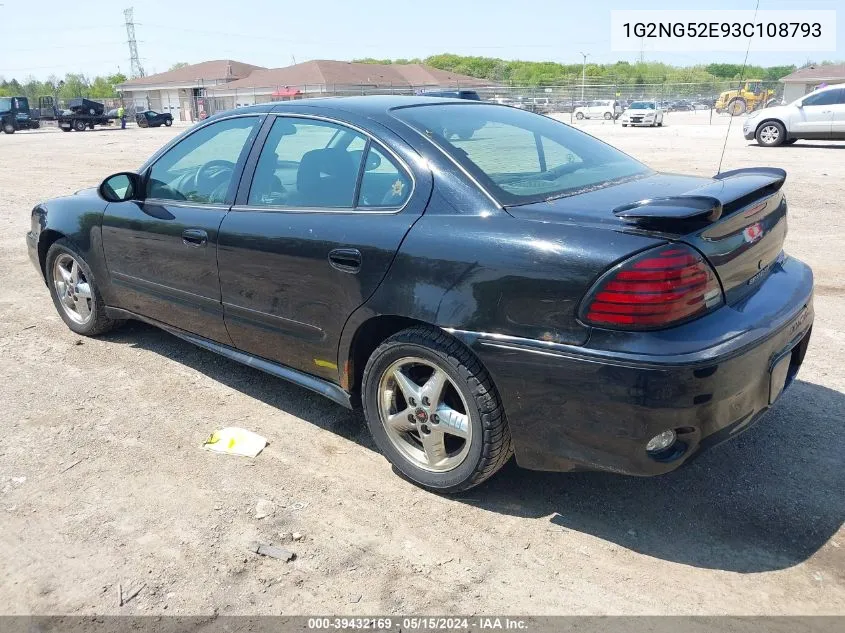 2003 Pontiac Grand Am Se2 VIN: 1G2NG52E93C108793 Lot: 39432169