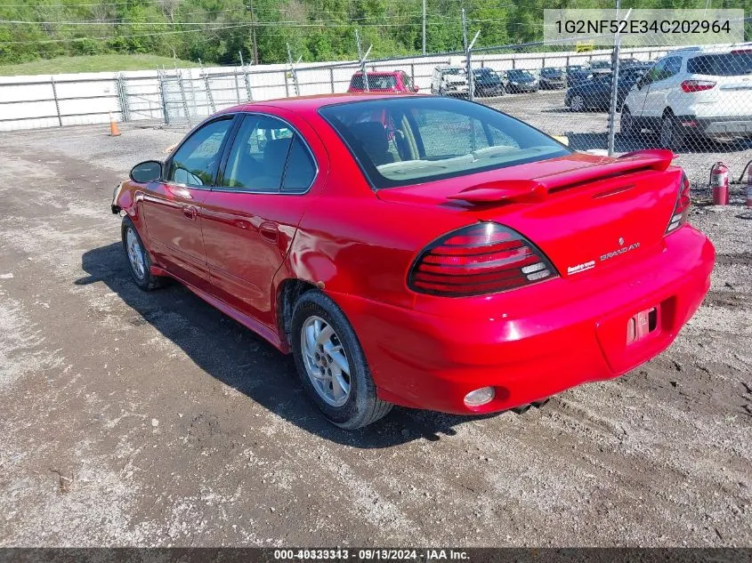 2004 Pontiac Grand Am Se1 VIN: 1G2NF52E34C202964 Lot: 40333313