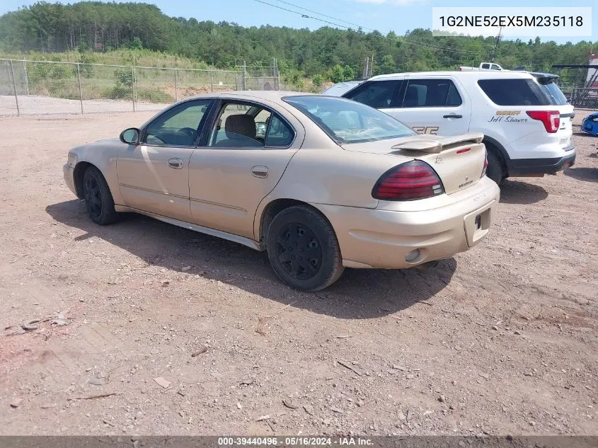 2005 Pontiac Grand Am Se VIN: 1G2NE52EX5M235118 Lot: 39440496