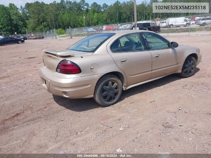 2005 Pontiac Grand Am Se VIN: 1G2NE52EX5M235118 Lot: 39440496