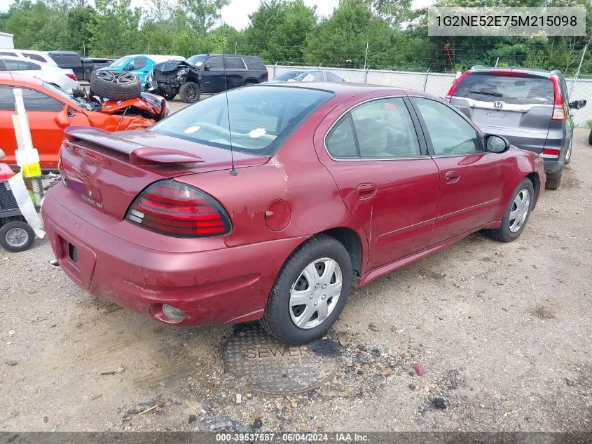 1G2NE52E75M215098 2005 Pontiac Grand Am Se