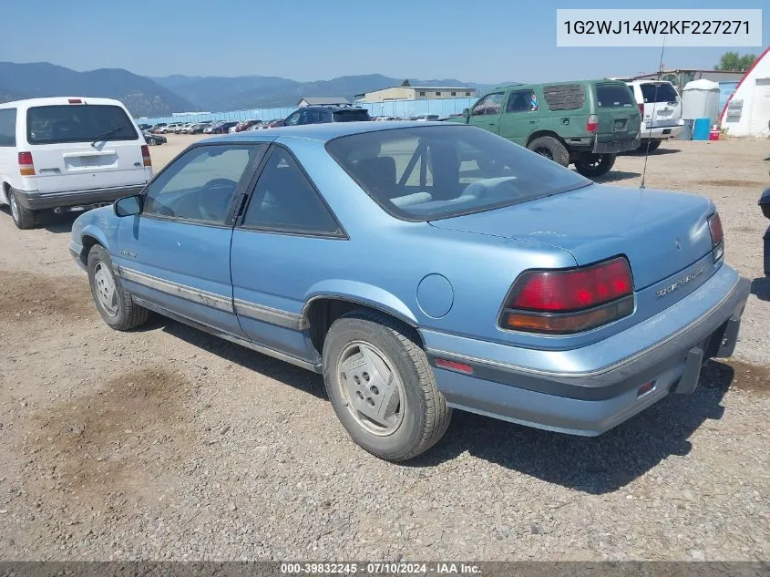 1989 Pontiac Grand Prix VIN: 1G2WJ14W2KF227271 Lot: 39832245