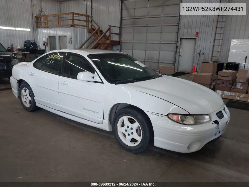 1998 Pontiac Grand Prix Gt VIN: 1G2WP52K8WF274431 Lot: 39689212