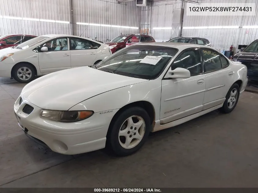 1998 Pontiac Grand Prix Gt VIN: 1G2WP52K8WF274431 Lot: 39689212