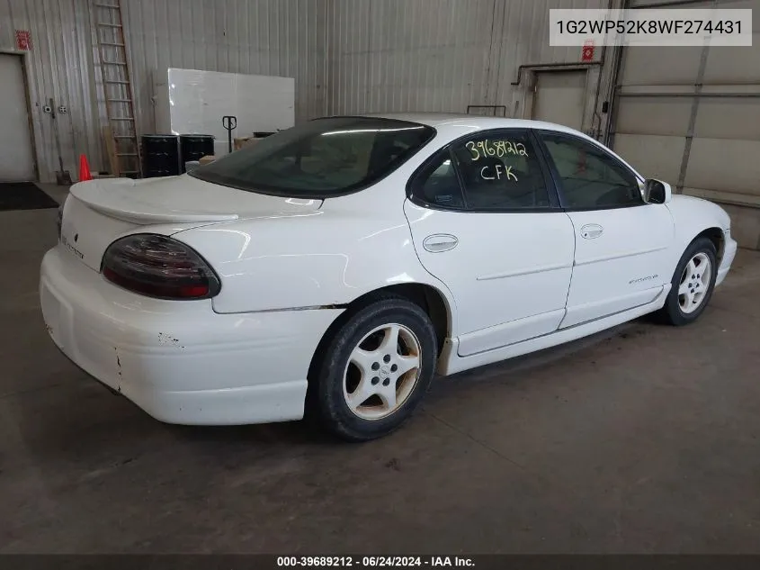 1998 Pontiac Grand Prix Gt VIN: 1G2WP52K8WF274431 Lot: 39689212