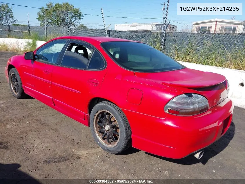 1999 Pontiac Grand Prix Gt VIN: 1G2WP52K3XF214235 Lot: 39384582